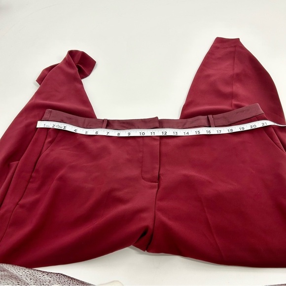 Sejour 16w Satin Trim Burgundy Ankle Pants Flat Front Trouser‎ Cropped Pants - Picture 7 of 11
